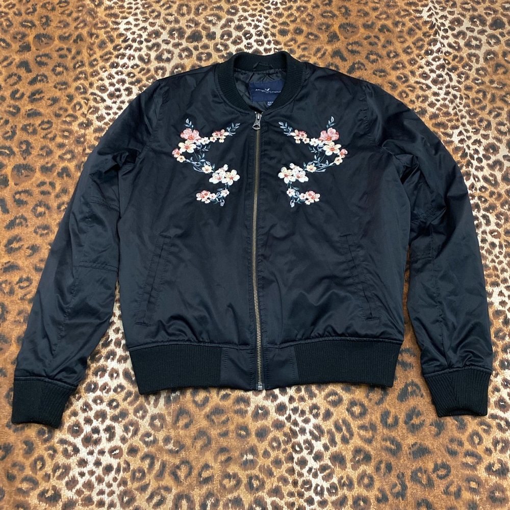 American Eagle black bomber jacket